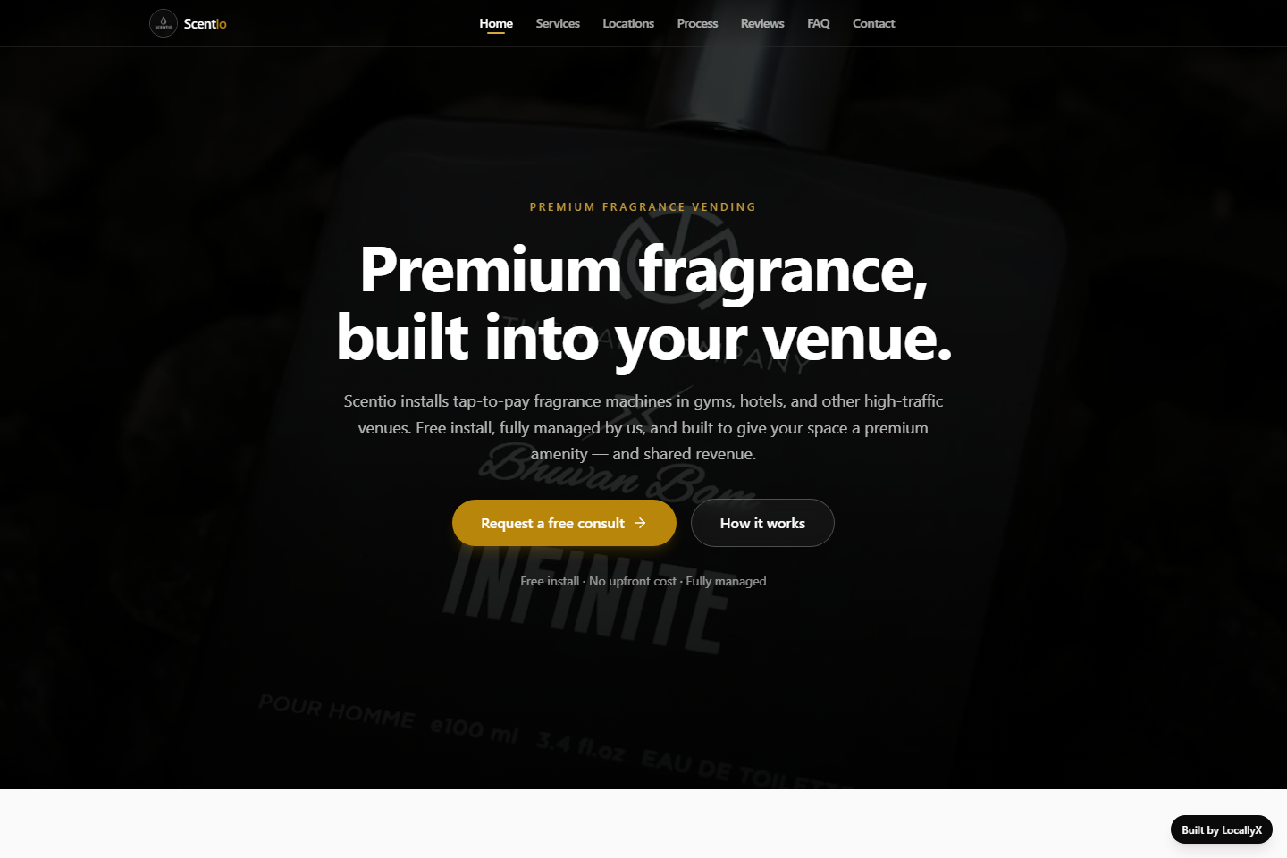 Scentio website homepage
